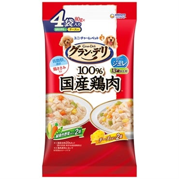 ペットケア 銀のさら パウチジュレ 13歳 バラエティ 緑黄色野菜 80g×4個 グラン・デリ Gran‐Deli ユニ・チャーム