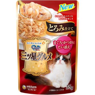 銀のスプーン 三ツ星グルメ パウチ とろみ仕立て まぐろ・かつおに鯛添え 35g 銀のスプーン ユニ・チャーム