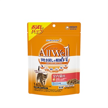 オールウェル 室内猫用 フィッシュ味 挽き小魚とささみフリーズドライパウダー入り 140g AllWell ユニ・チャーム