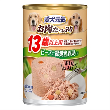 愛犬元気 13歳以上用 ビーフに緑黄色野菜入り 375g ユニ・チャーム