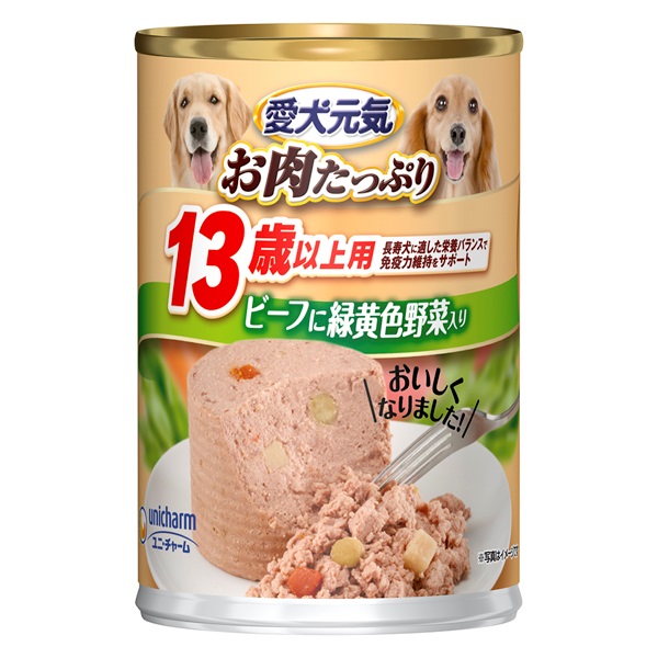 愛犬元気 13歳以上用 ビーフに緑黄色野菜入り 375g ユニ・チャーム(375g)