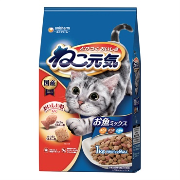 ねこ元気 お魚ミックス まぐろ･かつお･白身魚入り 1.0kg ユニ・チャーム