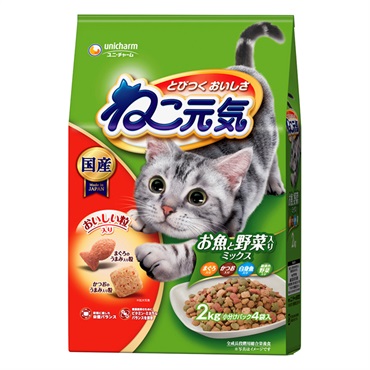 ねこ元気 お魚と野菜入りミックス まぐろ･かつお･白身魚･緑黄色野菜入り 2.0kg ユニ・チャーム