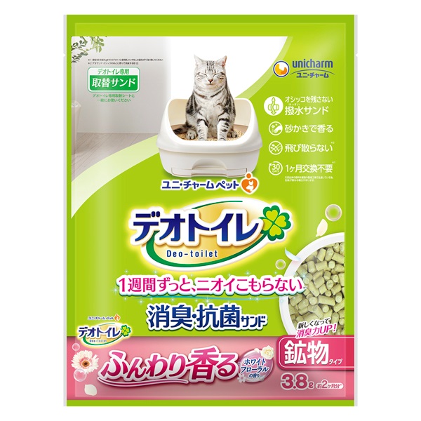 ユニチャーム デオトイレ ふんわり香る 20枚入り デオトイレ ふんわり香る消臭・抗菌サンド ホワイトフローラルの香り