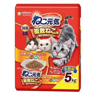 ねこ元気 複数ねこ用 お魚とお肉のスペシャルブレンド まぐろ･かつお･白身魚･チキン入り 5.0kg ユニ・チャーム