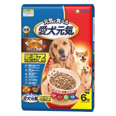 愛犬元気 肥満が気になる 7歳以上用 ささみ・ビーフ・緑黄色野菜・小魚入り 6kg ユニ・チャーム