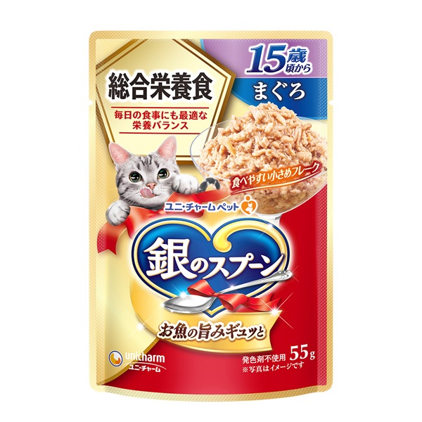 銀のスプーン パウチ まぐろ　まぐろ　猫 ユニチャーム お魚の旨みギュッと 銀のスプーン パウチ 総合栄養食 まぐろ 55g ユニ・チャーム | イオン