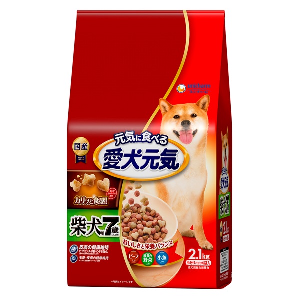愛犬元気 柴犬用 7歳以上用 ビーフ・緑黄色野菜・小魚入り 2.1kg ユニ・チャーム(2.1kg)