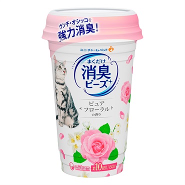 消臭ビーズ 猫トイレまくだけ消臭ビーズ ピュアフローラルの香り 450ml ユニ・チャーム