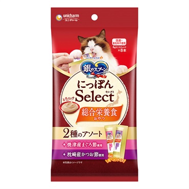銀のスプーン 三ツ星グルメ おやつ にっぽんSelect 総合栄養食 とろリッチ 2種のアソート まぐろ節&かつお節 6g×8本 ユニ・チャーム