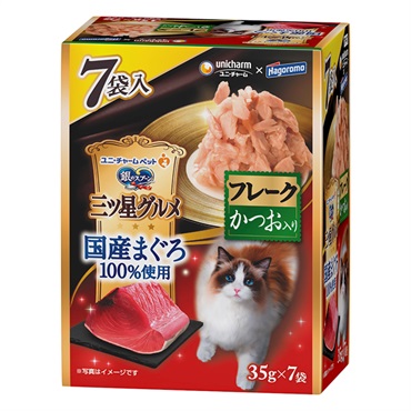 銀のスプーン 三ツ星グルメ パウチ 国産まぐろ100%使用 フレーク かつお入り 35g×7袋 ユニ・チャーム
