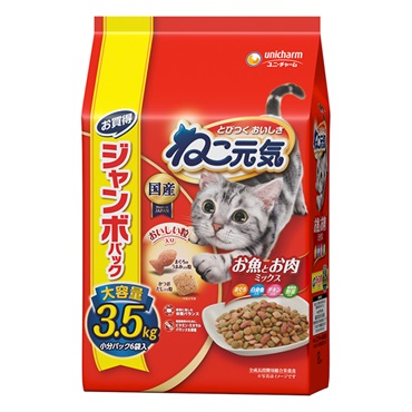 ねこ元気 お魚とお肉ミックス まぐろ･白身魚･チキン･緑黄色野菜入り 3.5kg ユニ・チャーム
