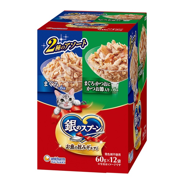 銀のスプーン　パウチ　60g 12袋入詰め合わせ　１０箱　計１２０袋 銀のスプーン パウチ 2種のアソート 60g×12袋 ユニ・チャーム | イオン