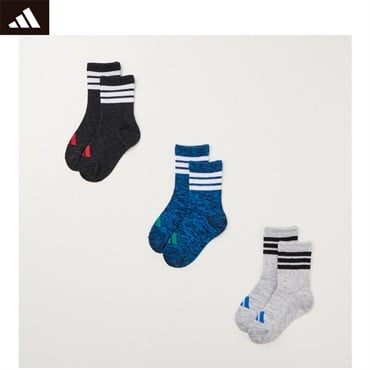 adidas(アディダス) ラインカジュアルクルー丈ソックス 3足組 キッズ 男の子