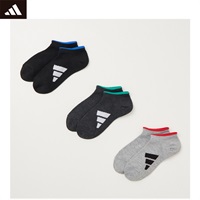 adidas(アディダス) サイドロゴスニーカー丈ソックス 3足組 キッズ 男の子(ブラック/チャコール/グレー-19-21cm)
