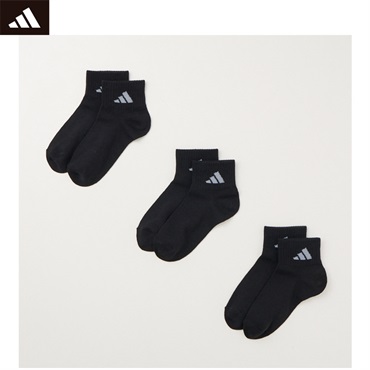 adidas(アディダス) 無地ショート丈ソックス 3足組 キッズ 男の子(ブラック-21-23cm)