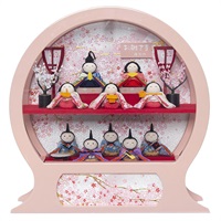 福仙 ちりめん雛十人ケース飾り「舞あそび」桃色 4532365232148