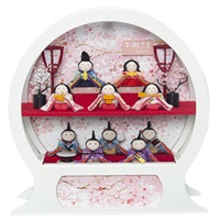 福仙 ちりめん雛十人ケース飾り「舞あそび」白色 4532365232155