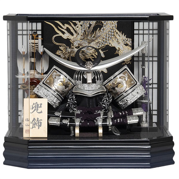 寿慶 兜ケース飾り｢白斗(はくと)｣ 五月人形 かぶと コンパクト M0508