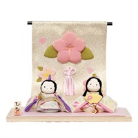 福仙 ぽてりひな2人（麻の葉）桜几帳付き 4533576018880 ひな人形