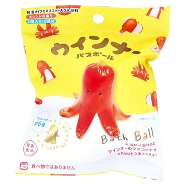 【1ケース(24個入)】 ノルコーポレーション バスボール 発泡タイプの入浴剤 写実食品 ウインナー OBWIN0101X24【送料無料】 写実食品 ウインナーバスボール オレンジの香り 50g 写実食品 ノル