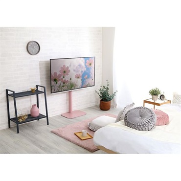 美しいフォルムの八角壁寄せテレビスタンド(ピンク)