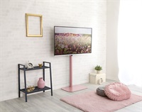 美しいフォルムの八角壁寄せテレビスタンド ハイタイプ(ピンク)