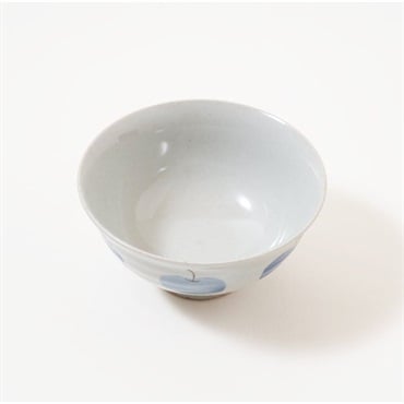 波佐見焼　土物ミニ茶碗　リンゴ(ブルー)