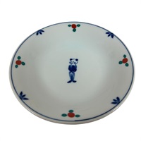 赤絵唐子　皿(１３．８ｃｍ)