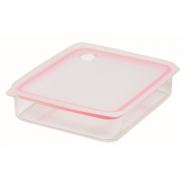 パール金属　Easy Clean　浅型　密閉保存容器(ピンク-L)