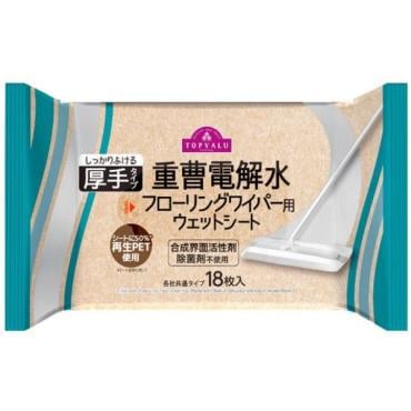 重曹電解水 フローリングワイパー用 ウェットシート 厚手タイプ 18枚    トップバリュ
