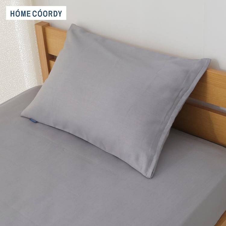 ホームコーディ 　綿混　まくらカバー　無地(グレー-50cm×70cm)