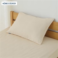 ホームコーディ 　綿混　まくらカバー　無地(ベージュ-35cm×50cm)