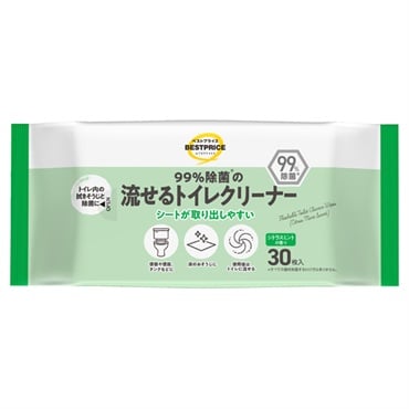 99%除菌 流せるトイレクリーナー 30枚    トップバリュベストプライス