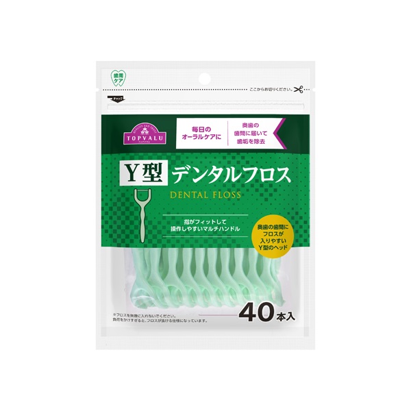 歯周ケア Y型デンタルフロス 40本入    トップバリュ(40本)