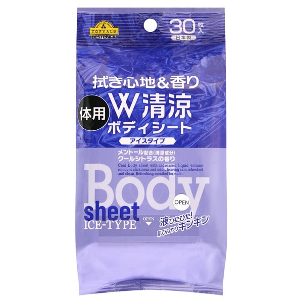 ボディシート 30枚    トップバリュベストプライス(アイスタイプ)