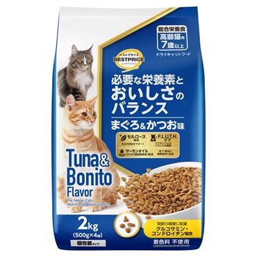 必要な栄養素と おいしさのバランス キャットドライ 2kg    トップバリュベストプライス(まぐろ＆かつお味高齢猫)