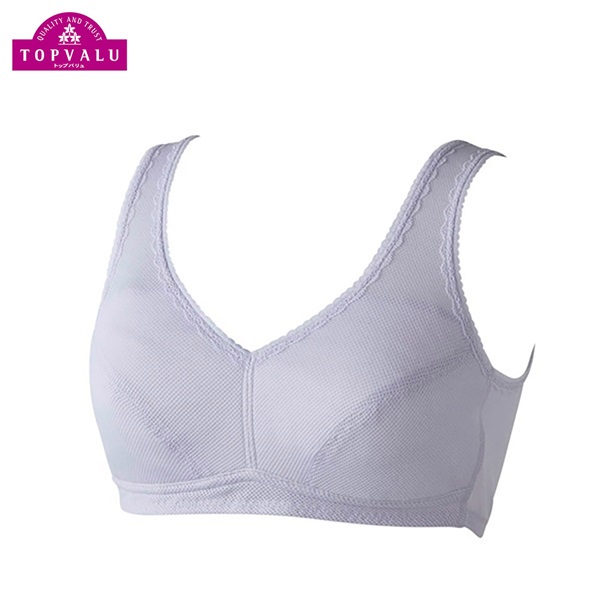 トップバリュ(TOPVALU) らくなブラジャー メッシュ レディス(ウスムラサキ-XL)
