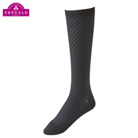 トップバリュ(TOPVALU) ビジネス綿ダイヤハイソックス32cm レディス(クロ-23-25CM)