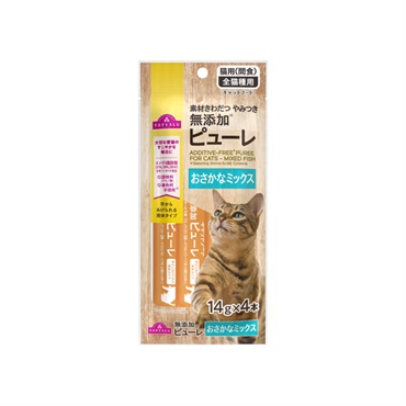 無添加ピューレ 猫用 間食 全猫種用 キャットフード 14g×4本    トップバリュ(おさかなミックス)