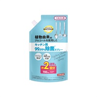 植物由来のアルコールを使用した キッチン用 99.99%除菌スプレー つめかえ用 700ml    トップバリュベストプライス(700ml)