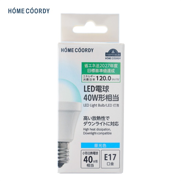 ホームコーディ　LED電球広配光40W　E17(昼光色)