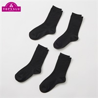ジャストクルー丈 スクールソックス4足組 男の子 女の子 トップバリュ キッズ(ブラック-19-21cm)
