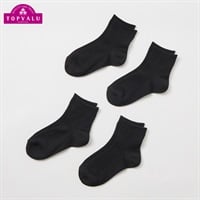 ショートクルー丈 スクールソックス4足組 男の子 女の子 トップバリュ キッズ(ブラック-19-21cm)