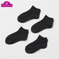 スニーカーイン スクールソックス4足組 男の子 女の子 トップバリュ キッズ(ブラック-19-21cm)