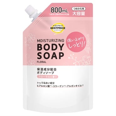 保湿成分配合 ボディソープ つめかえ用 大容量 800ml トップバリュ ベストプライス TOPVALU BESTPRICE(フローラルの香り)