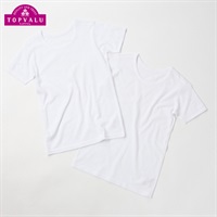 オーガニック綿ブレンド半袖丸首(速乾)2枚組 トップバリュ 子供(ホワイト-100cm)