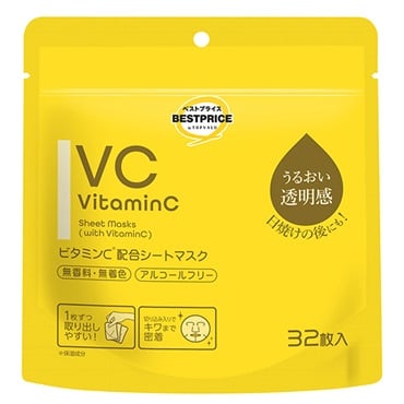 ビタミンC配合 シートマスク アルコールフリー 32枚 トップバリュ