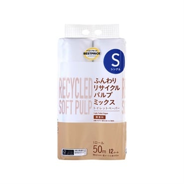 ふんわりリサイクルパルプミックストイレットペーパー TOPVALU BESTPRICE  トップバリュ ベストプライス (TOPVALU BESTPRICE)