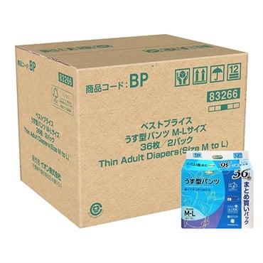 うす型パンツ まとめ買いパック M-L 36枚 トップバリュベストプライス(36枚×2個)